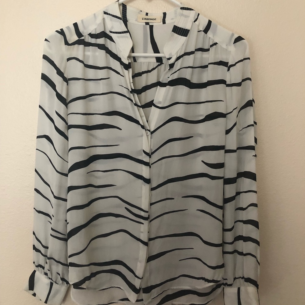 L’Agence Zebra Silk Blouse